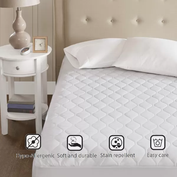 imageBeautyrest 3M Scotchgard Heated Mattress Pad  Electric Bed Warmer with 5 Heat Settings 10 Hr Auto Shut Off Timer All Around Elastic Deep Pocket UL Certified Machine Washable White Twin XLWhite