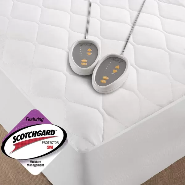 imageBeautyrest 3M Scotchgard Heated Mattress Pad  Electric Bed Warmer with 5 Heat Settings 10 Hr Auto Shut Off Timer All Around Elastic Deep Pocket UL Certified Machine Washable White Twin XLWhite