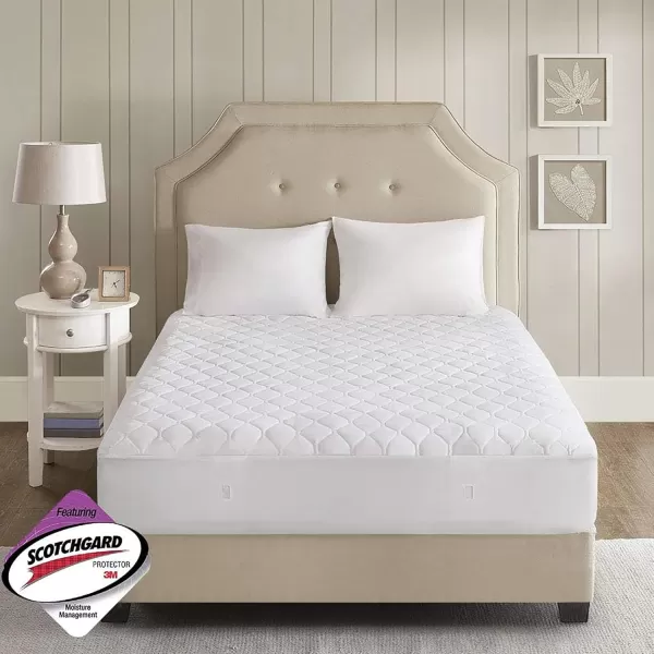 imageBeautyrest 3M Scotchgard Heated Mattress Pad  Electric Bed Warmer with 5 Heat Settings 10 Hr Auto Shut Off Timer All Around Elastic Deep Pocket UL Certified Machine Washable White Twin XLWhite