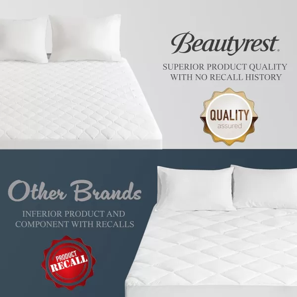 imageBeautyrest Cotton Blend Heated Mattress Pad Secure Comfort Technology  Luxury Quilted Electric Mattress Pad with Deep Pocket  5Setting Heat Controllers Twin XL  WhiteFull