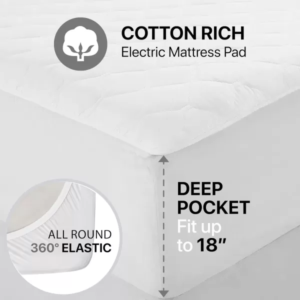 imageBeautyrest Cotton Blend Heated Mattress Pad Secure Comfort Technology  Luxury Quilted Electric Mattress Pad with Deep Pocket  5Setting Heat Controllers Twin XL  WhiteFull