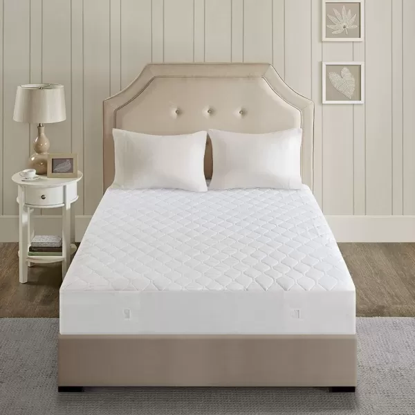 imageBeautyrest Cotton Blend Heated Mattress Pad Secure Comfort Technology  Luxury Quilted Electric Mattress Pad with Deep Pocket  5Setting Heat Controllers Twin XL  WhiteKing