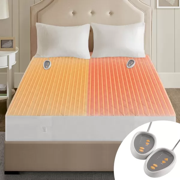 imageBeautyrest Cotton Blend Heated Mattress Pad Secure Comfort Technology  Luxury Quilted Electric Mattress Pad with Deep Pocket  5Setting Heat Controllers Twin XL  WhiteQueen