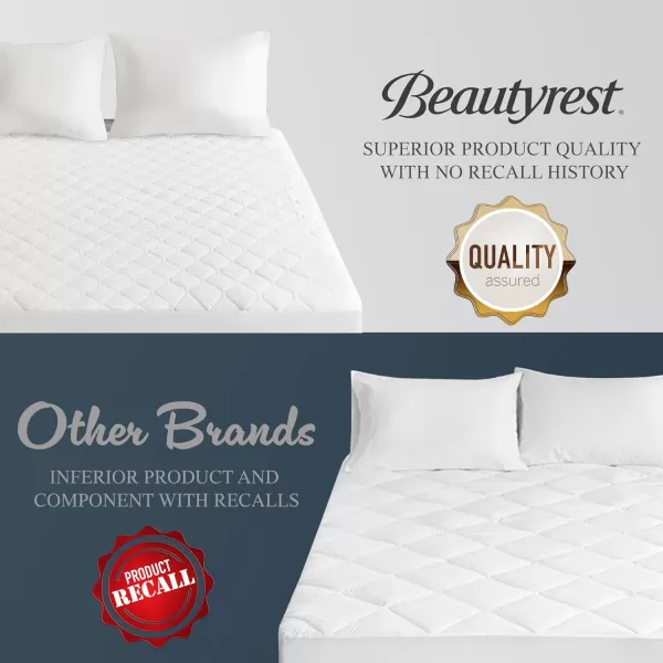 imageBeautyrest Cotton Blend Heated Mattress Pad Secure Comfort Technology  Luxury Quilted Electric Mattress Pad with Deep Pocket  5Setting Heat Controllers Twin XL  WhiteKing