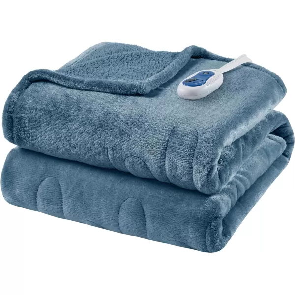 imageBeautyrest Heated Blanket Electric Throw Blanket Soft Warm Reversible Plush  Sherpa Heating Blanket Throw 3 Heat Settings 2 hr Auto Shut Off Machine Washable Oversized 60 in x 70 in BlueBlue