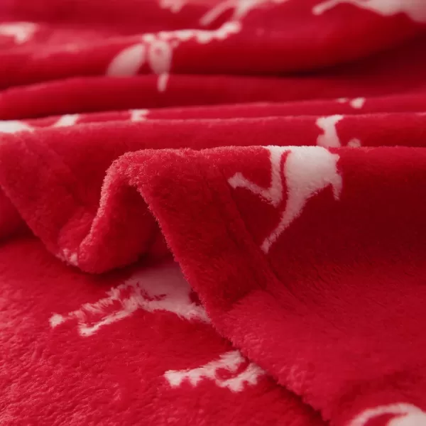 imageFY FIBER HOUSE Christmas Home Decor Flannel Fleece Throw Blanket for Couch Sofa with Reindeer Print50quotX60quot Red