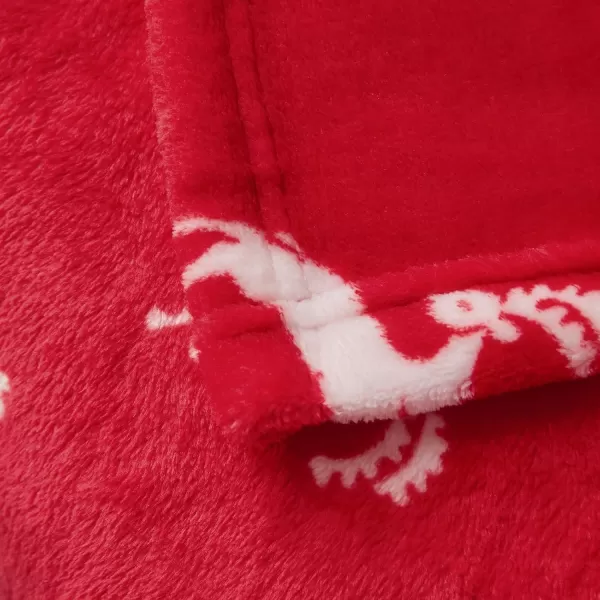imageFY FIBER HOUSE Christmas Home Decor Flannel Fleece Throw Blanket for Couch Sofa with Reindeer Print50quotX60quot Red