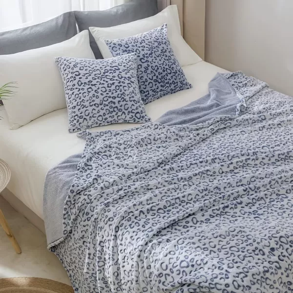imageFY FIBER HOUSE Flannel Fleece Throw Blanket Lightweight Cozy Plush Microfiber Bedspreads for Adults60quotX80quotBrown LeopardBlue Leopard