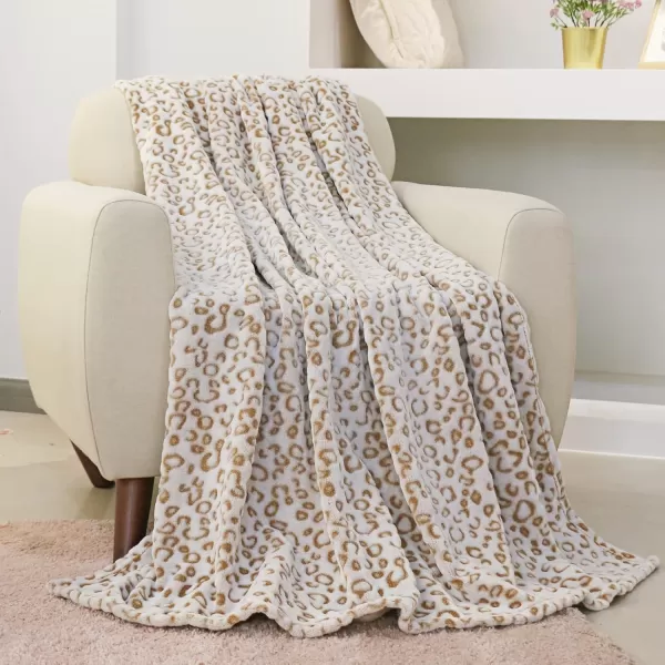 imageFY FIBER HOUSE Flannel Fleece Throw Blanket Lightweight Cozy Plush Microfiber Bedspreads for Adults60quotX80quotBrown LeopardBrown Leopard