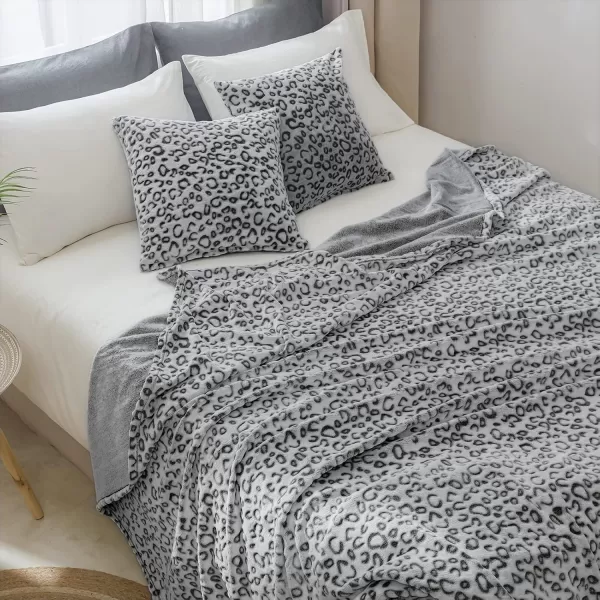 imageFY FIBER HOUSE Flannel Fleece Throw Blanket Lightweight Cozy Plush Microfiber Bedspreads for Adults60quotX80quotBrown LeopardGrey Leopard
