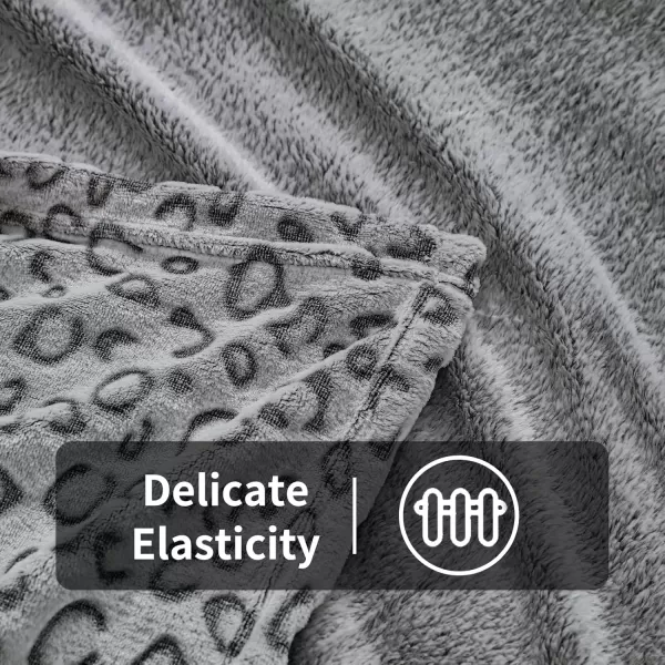 imageFY FIBER HOUSE Flannel Fleece Throw Blanket Lightweight Cozy Plush Microfiber Bedspreads for Adults60quotX80quotBrown LeopardGrey Leopard