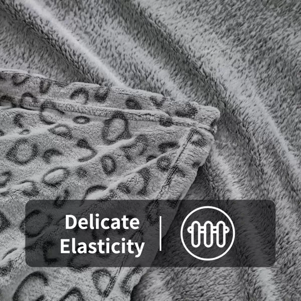imageFY FIBER HOUSE Flannel Fleece Throw Blanket Lightweight Cozy Plush Microfiber Bedspreads for Adults60quotX80quotBrown LeopardGrey Leopard