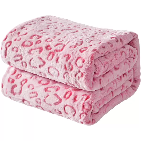 imageFY FIBER HOUSE Flannel Fleece Throw Blanket Lightweight Cozy Plush Microfiber Bedspreads for Adults60quotX80quotBrown LeopardHot Pink Leopard
