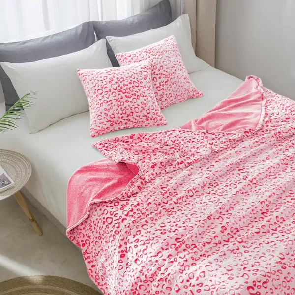 imageFY FIBER HOUSE Flannel Fleece Throw Blanket Lightweight Cozy Plush Microfiber Bedspreads for Adults60quotX80quotBrown LeopardHot Pink Leopard
