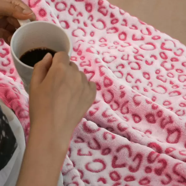 imageFY FIBER HOUSE Flannel Fleece Throw Blanket Lightweight Cozy Plush Microfiber Bedspreads for Adults60quotX80quotBrown LeopardHot Pink Leopard