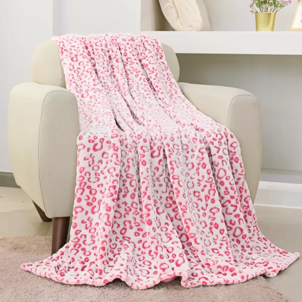 imageFY FIBER HOUSE Flannel Fleece Throw Blanket Lightweight Cozy Plush Microfiber Bedspreads for Adults60quotX80quotBrown LeopardHot Pink Leopard
