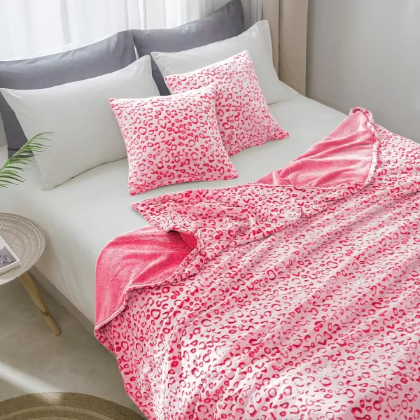 imageFY FIBER HOUSE Flannel Fleece Throw Blanket Lightweight Cozy Plush Microfiber Bedspreads for Adults60quotX80quotBrown LeopardHot Pink Leopard