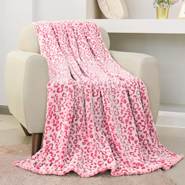 imageFY FIBER HOUSE Flannel Fleece Throw Blanket Lightweight Cozy Plush Microfiber Bedspreads for Adults60quotX80quotBrown LeopardHot Pink Leopard