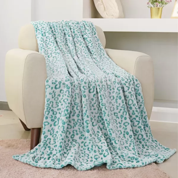 imageFY FIBER HOUSE Flannel Fleece Throw Blanket Lightweight Cozy Plush Microfiber Bedspreads for Adults60quotX80quotBrown LeopardLake Blue Leopard