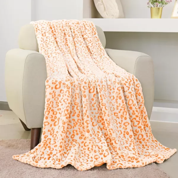 imageFY FIBER HOUSE Flannel Fleece Throw Blanket Lightweight Cozy Plush Microfiber Bedspreads for Adults60quotX80quotBrown LeopardOrange Leopard