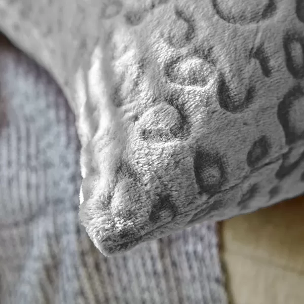 imageFY FIBER HOUSE Leopard Print Pillow Cover Flannel Fleece Throw Pillow Cases Covers for Couch Bed Sofa Set of 2 18 x 18 Inch BrownGrey Leopard