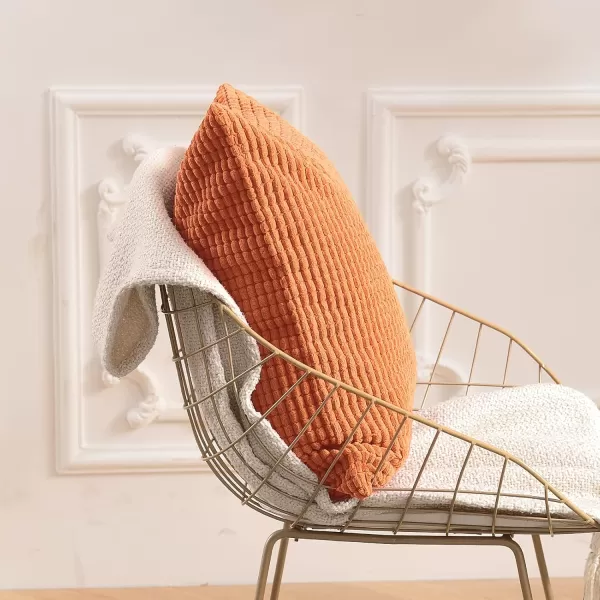 imageFY FIBER HOUSE Pack of 2 Comfy Corduroy Corn Granules Throw Pillow Covers Christmas Decorative Square Cushion Pillowcase for Couch Sofa Bed 16 X 16 Inch Bean GreenOrange