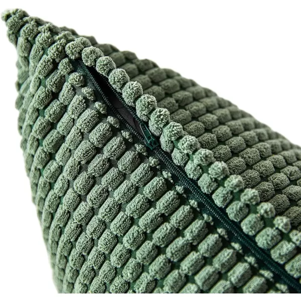 imageFY FIBER HOUSE Pack of 2 Comfy Corduroy Corn Granules Throw Pillow Covers Christmas Decorative Square Cushion Pillowcase for Couch Sofa Bed 16 X 16 Inch Bean GreenBean Green