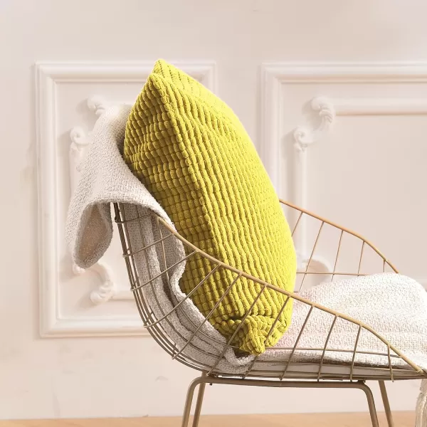 imageFY FIBER HOUSE Pack of 2 Comfy Corduroy Corn Granules Throw Pillow Covers Christmas Decorative Square Cushion Pillowcase for Couch Sofa Bed 16 X 16 Inch Bean GreenGold Yellow