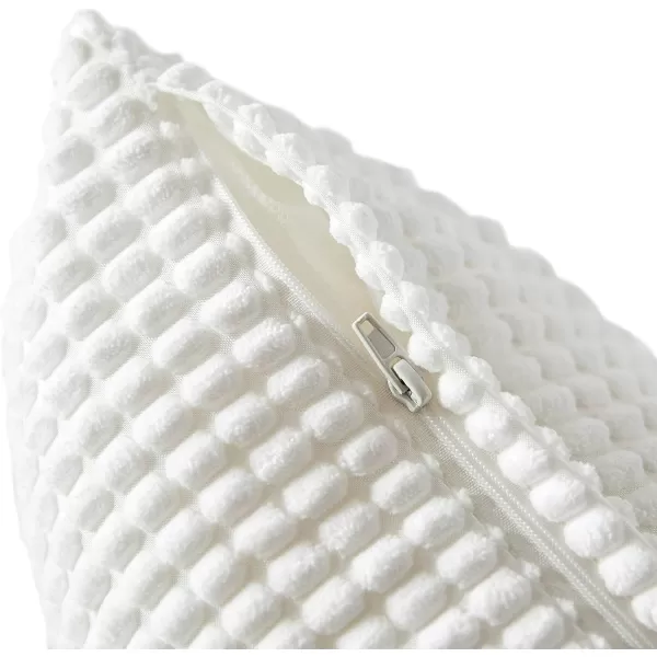 imageFY FIBER HOUSE Pack of 2 Comfy Corduroy Corn Granules Throw Pillow Covers Christmas Decorative Square Cushion Pillowcase for Couch Sofa Bed 16 X 16 Inch Bean GreenWhite
