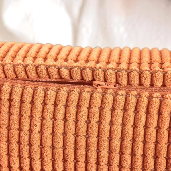 imageFY FIBER HOUSE Pack of 2 Comfy Corduroy Corn Granules Throw Pillow Covers Christmas Decorative Square Cushion Pillowcase for Couch Sofa Bed 16 X 16 Inch Bean GreenOrange