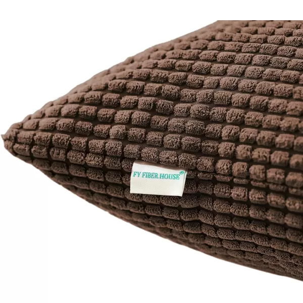 imageFY FIBER HOUSE Pack of 2 Comfy Corduroy Corn Granules Throw Pillow Covers Christmas Decorative Square Cushion Pillowcase for Couch Sofa Bed 16 X 16 Inch Bean GreenChocolate