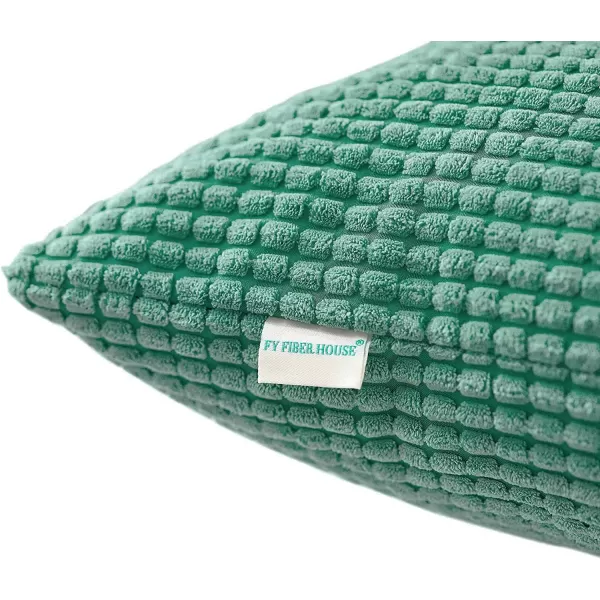 imageFY FIBER HOUSE Pack of 2 Comfy Corduroy Corn Granules Throw Pillow Covers Christmas Decorative Square Cushion Pillowcase for Couch Sofa Bed 16 X 16 Inch Bean GreenPine Green