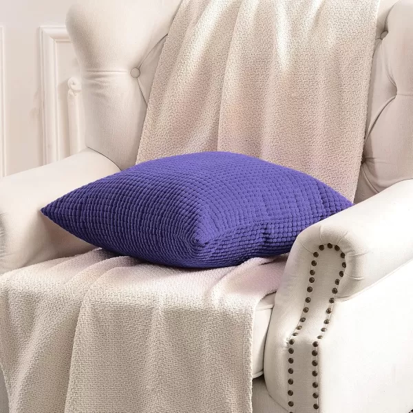 imageFY FIBER HOUSE Pack of 2 Comfy Corduroy Corn Granules Throw Pillow Covers Christmas Decorative Square Cushion Pillowcase for Couch Sofa Bed 16 X 16 Inch Bean GreenLavender
