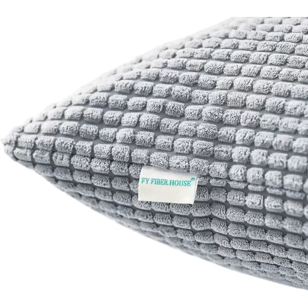 imageFY FIBER HOUSE Pack of 2 Comfy Corduroy Corn Granules Throw Pillow Covers Christmas Decorative Square Cushion Pillowcase for Couch Sofa Bed 16 X 16 Inch Bean GreenLight Grey