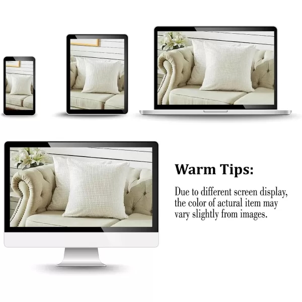 imageFY FIBER HOUSE Pack of 2 Comfy Corduroy Corn Granules Throw Pillow Covers Christmas Decorative Square Cushion Pillowcase for Couch Sofa Bed 16 X 16 Inch Bean GreenWhite