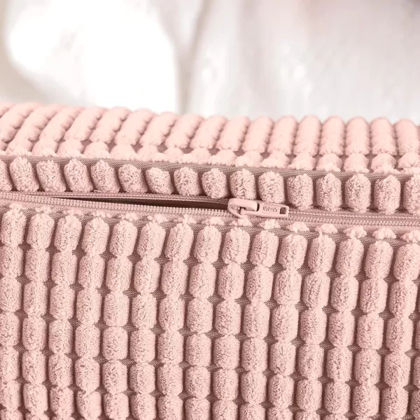 imageFY FIBER HOUSE Pack of 2 Comfy Corduroy Corn Granules Throw Pillow Covers Christmas Decorative Square Cushion Pillowcase for Couch Sofa Bed 16 X 16 Inch Bean GreenSoft Pink
