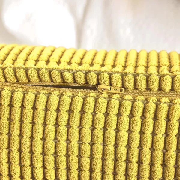 imageFY FIBER HOUSE Pack of 2 Comfy Corduroy Corn Granules Throw Pillow Covers Christmas Decorative Square Cushion Pillowcase for Couch Sofa Bed 16 X 16 Inch Bean GreenGold Yellow