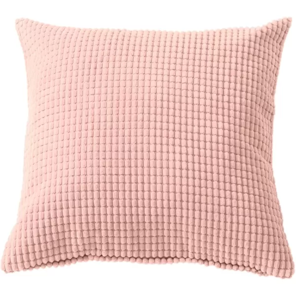 imageFY FIBER HOUSE Pack of 2 Comfy Corduroy Corn Granules Throw Pillow Covers Christmas Decorative Square Cushion Pillowcase for Couch Sofa Bed 16 X 16 Inch Bean GreenSoft Pink