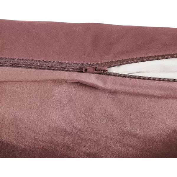 imageFY FIBER HOUSE Pack of 2 Velvet Throw Pillow Covers Christmas Decorative Square Pillowcase Soft Solid Cushion Case for SoFaCouch Use 20 x 20 Inch RedCanyon Rose