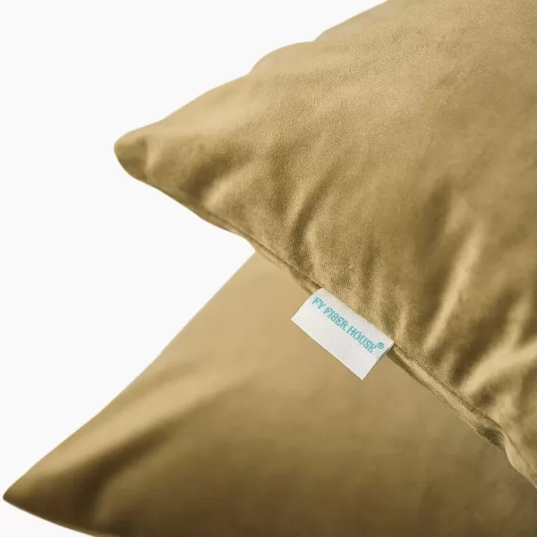 imageFY FIBER HOUSE Pack of 2 Velvet Throw Pillow Covers Christmas Decorative Square Pillowcase Soft Solid Cushion Case for SoFaCouch Use 20 x 20 Inch RedCoffee