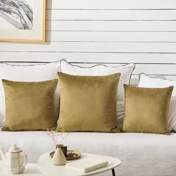 imageFY FIBER HOUSE Pack of 2 Velvet Throw Pillow Covers Christmas Decorative Square Pillowcase Soft Solid Cushion Case for SoFaCouch Use 20 x 20 Inch RedCoffee