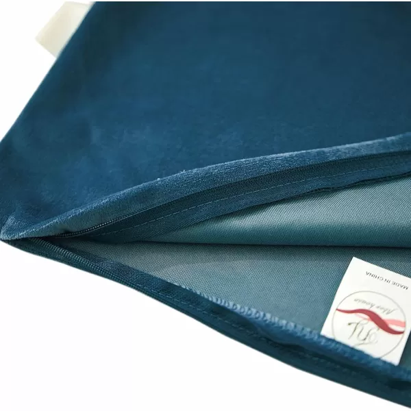 imageFY FIBER HOUSE Pack of 2 Velvet Throw Pillow Covers Christmas Decorative Square Pillowcase Soft Solid Cushion Case for SoFaCouch Use 20 x 20 Inch RedDark Blue