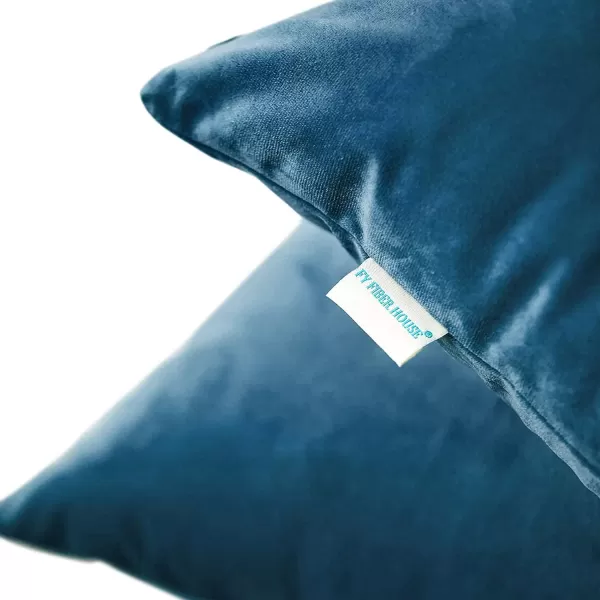 imageFY FIBER HOUSE Pack of 2 Velvet Throw Pillow Covers Christmas Decorative Square Pillowcase Soft Solid Cushion Case for SoFaCouch Use 20 x 20 Inch RedDark Blue