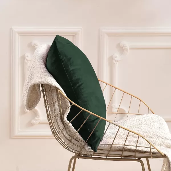 imageFY FIBER HOUSE Pack of 2 Velvet Throw Pillow Covers Christmas Decorative Square Pillowcase Soft Solid Cushion Case for SoFaCouch Use 20 x 20 Inch RedDark Green