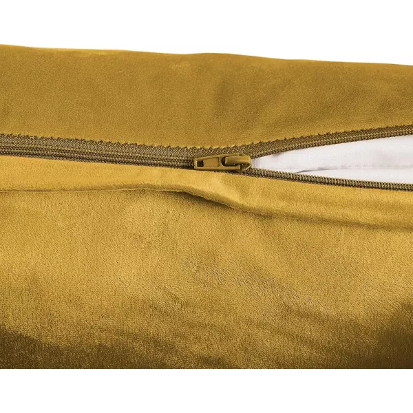 imageFY FIBER HOUSE Pack of 2 Velvet Throw Pillow Covers Christmas Decorative Square Pillowcase Soft Solid Cushion Case for SoFaCouch Use 20 x 20 Inch RedGold Yellow