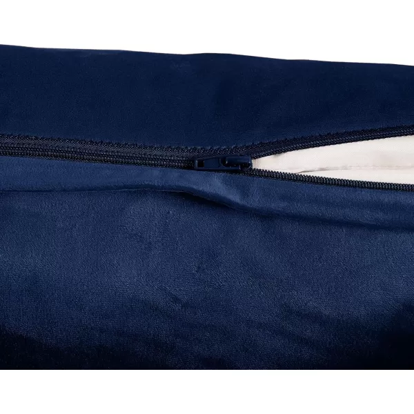imageFY FIBER HOUSE Pack of 2 Velvet Throw Pillow Covers Christmas Decorative Square Pillowcase Soft Solid Cushion Case for SoFaCouch Use 20 x 20 Inch RedMidnight Blue