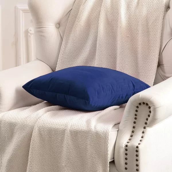 imageFY FIBER HOUSE Pack of 2 Velvet Throw Pillow Covers Christmas Decorative Square Pillowcase Soft Solid Cushion Case for SoFaCouch Use 20 x 20 Inch RedMidnight Blue