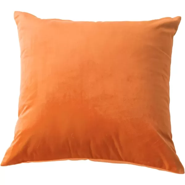 imageFY FIBER HOUSE Pack of 2 Velvet Throw Pillow Covers Christmas Decorative Square Pillowcase Soft Solid Cushion Case for SoFaCouch Use 20 x 20 Inch RedOrange