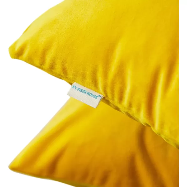 imageFY FIBER HOUSE Pack of 2 Velvet Throw Pillow Covers Christmas Decorative Square Pillowcase Soft Solid Cushion Case for SoFaCouch Use 20 x 20 Inch RedYellow
