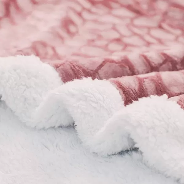 imageFY FIBER HOUSE Sherpa Fleece Plush Throw Blanket Super Warm Soft Cozy Fuzzy Microfiber for Couch Bed with Cobblestone Print 50quotX60quot Pink